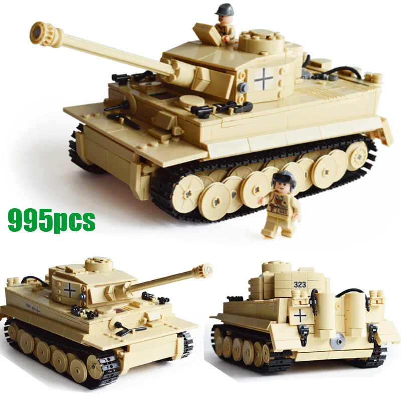

995pcs Century Military World War II German King Tiger Tank 3D Scale Model 323 Cannon Building Blocks Toys Set Kazi KY82011