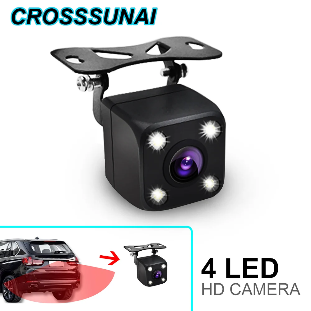 

CROSSSUNAI Car Rear View Camera 4 LED/Infrared Night HD Night Vision Backup Parking Camera 170 Wide Angle For NTSC Video System