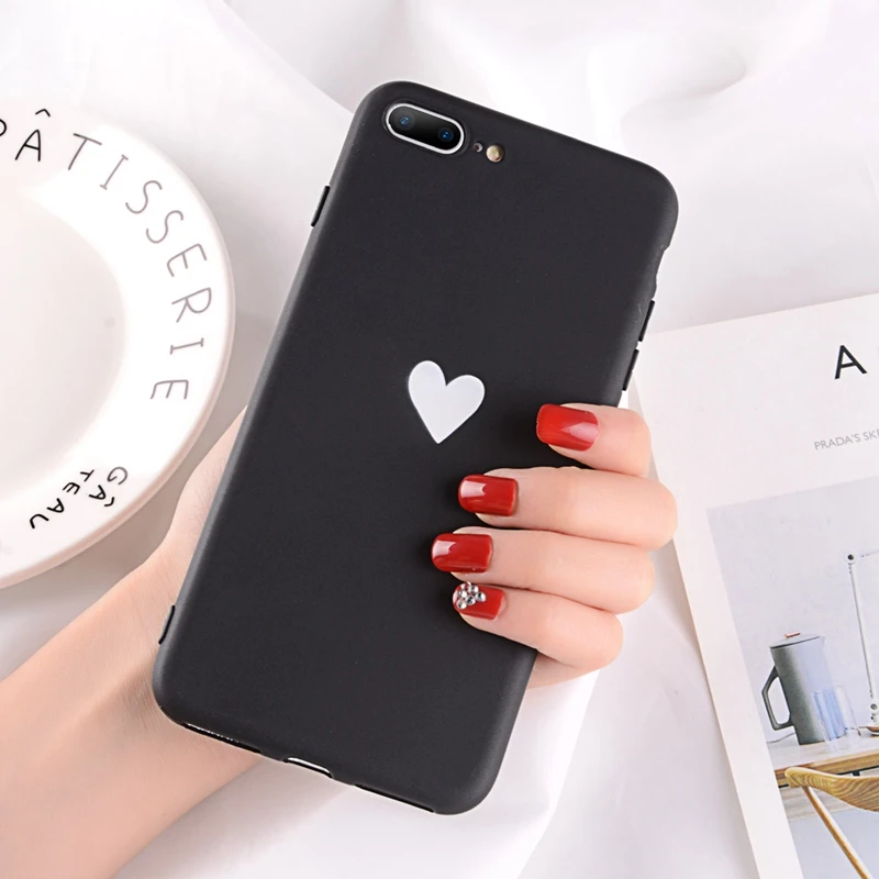 Lovebay Love Heart чехлы для телефонов, чехлы для Iphone 11 Pro 6 6S 7 8 Plus XS Max XR X, Мягкий ТПУ силиконовый ультратонкий простой чехол - Цвет: 2437 Black