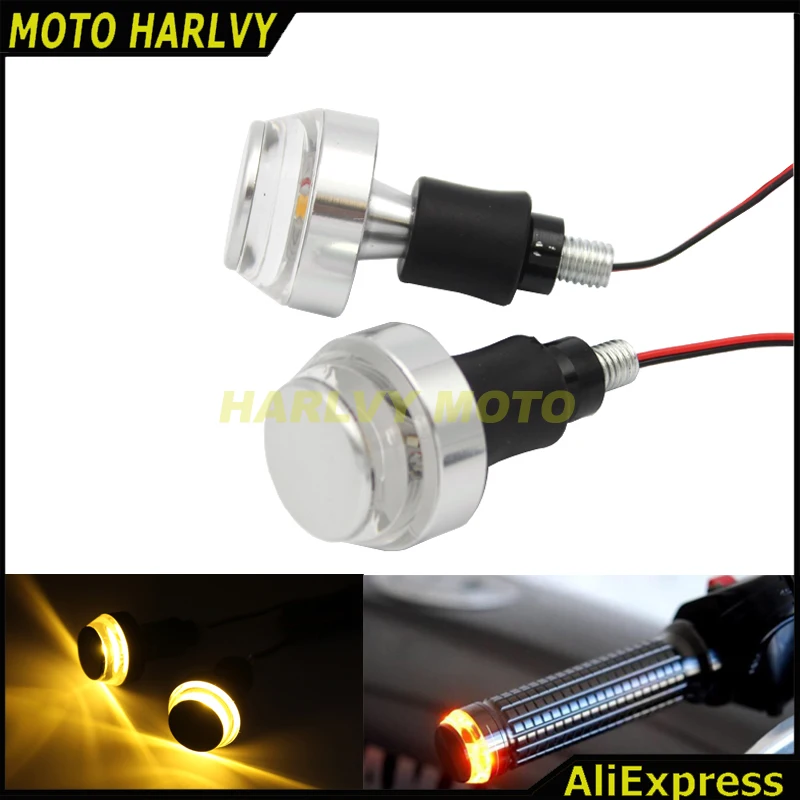 

7/8'' Motorcycle Handlebar End LED Plug Turn Signal Light Open Bar End Turn Signals For BMW Ducati Kawasaki Honda Suzuki