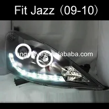 Для Honda для Fit Jazz 2009-2010 год светодиодный светильник с ангельскими глазами s Передний светильник черный корпус SN