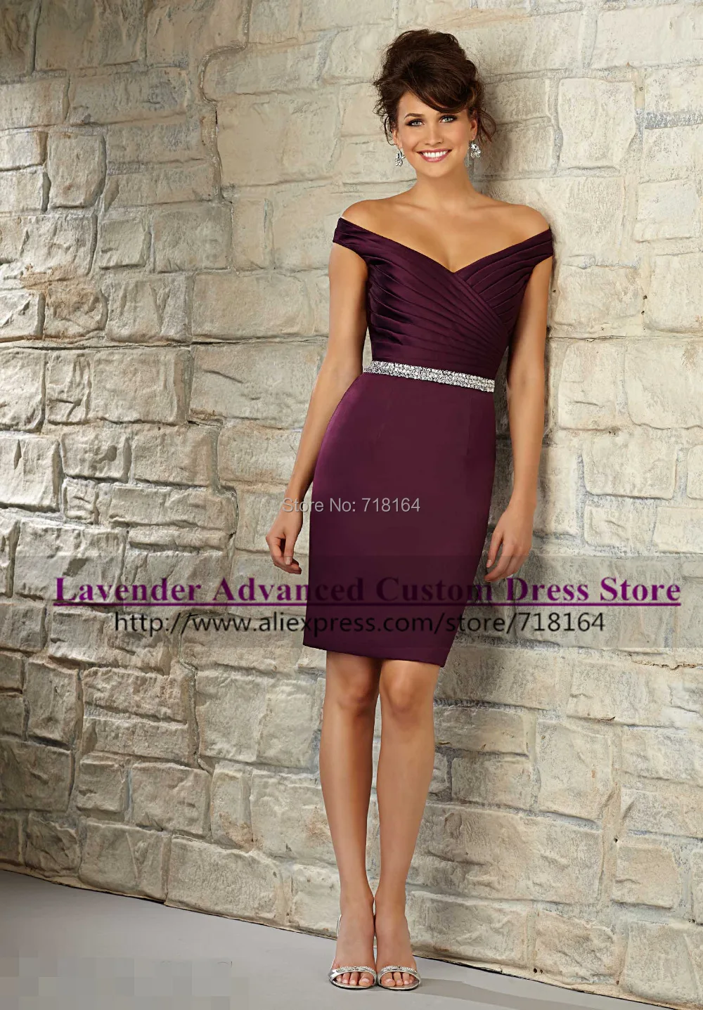 Modest lavender purple sheath sexy font b bridesmaid b font font b dress b font 2017