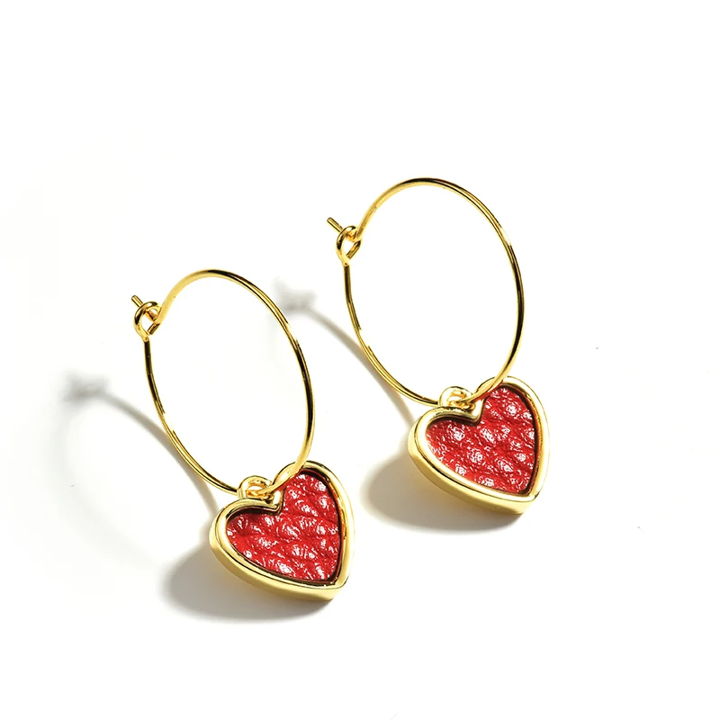 

YANDA Sweety Heart Hoop Earrings For Women Korean Style Lovely Leather Big Circle Statement Hoop Earring Pendientes Mujer Moda