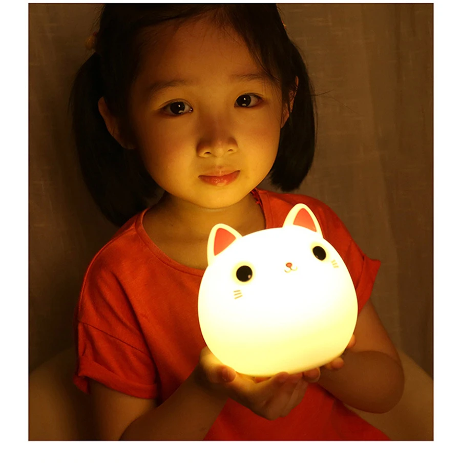 Милый силиконовый светодиодный светильник в виде кота, лампа для сна с сенсорным датчиком, светильник s, детские игрушки, подарки на Рождество и день рождения