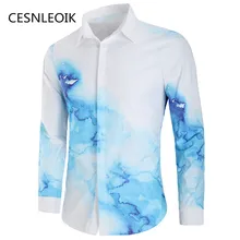 Мужские Гавайские летние рубашки с длинным рукавом, повседневные пляжные рубашки с принтом, быстросохнущая рубашка C67