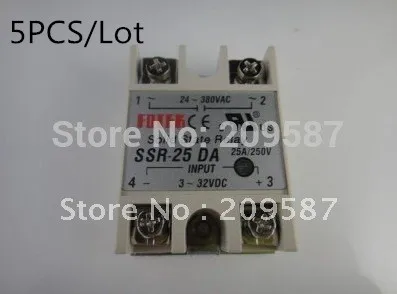 

5PCS/Lot Solid State Relay SSR-25DA 25A /250V 3-32VDC