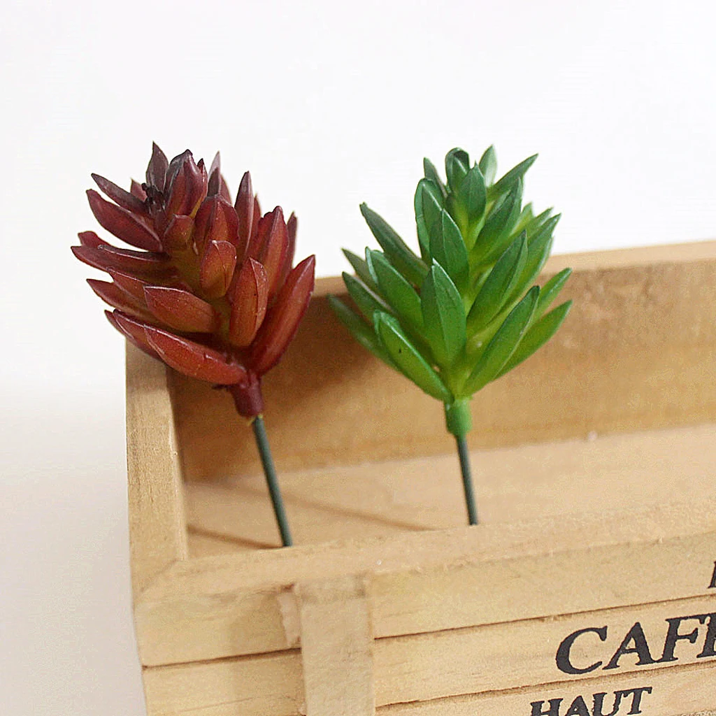 Phenovo Pair Artificial Succulents Real Touch Faux Flower Foliage Cactus Home Garden Outdoor Decorative Plant