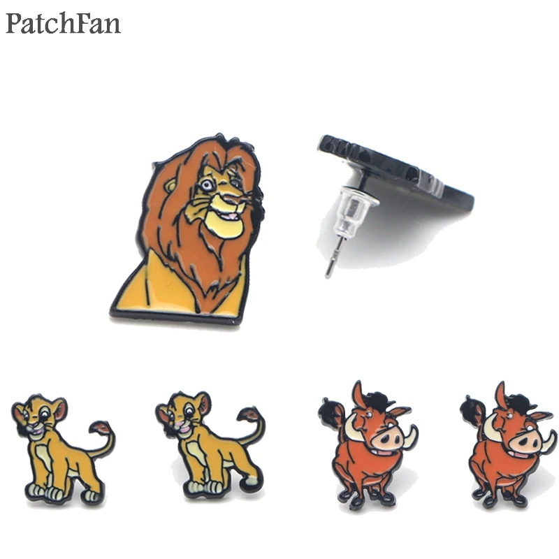 

Patchfan Lion king cartoon fashion cute Zinc Creative design for earrings party favors jewelry gift for birthday present A1383