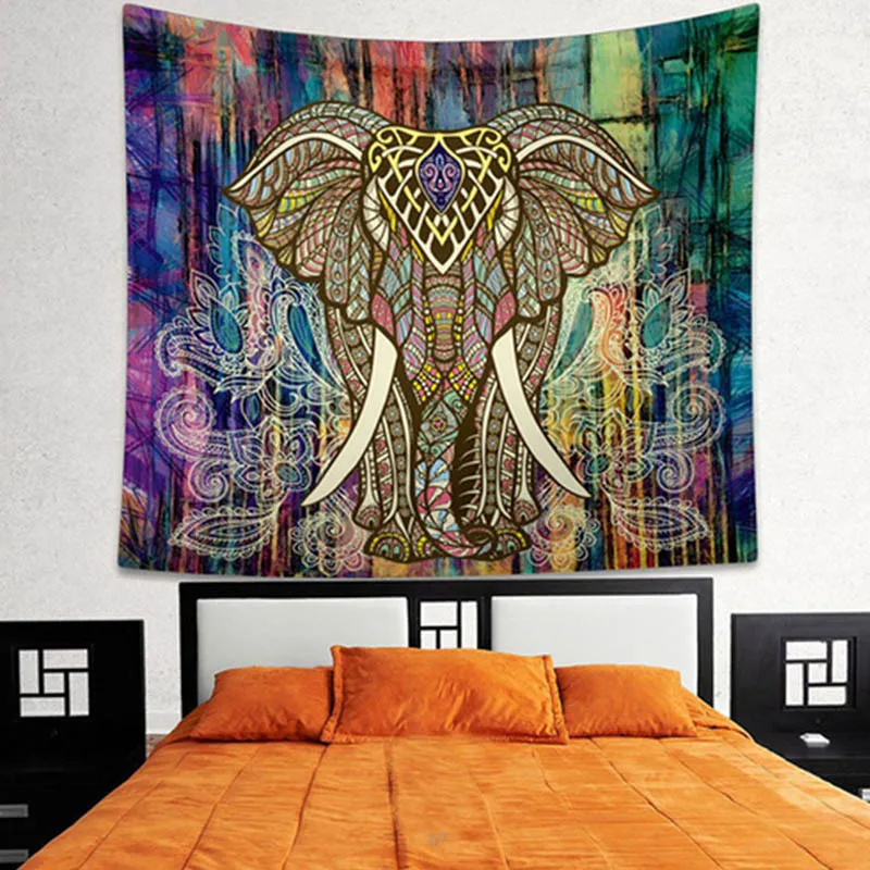 Psychedelic Wall Hanging Elephant Tapestry Printed Indian Elephant