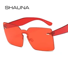 SHAUNA, весенне-Летние Стильные негабаритные Женские квадратные солнцезащитные очки, модные мужские очки без оправы с прозрачными линзами