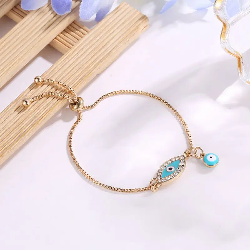 1 шт турецкий счастливый синий кристалл сглаза браслеты ручной работы золотые цепочки счастливые ювелирные изделия