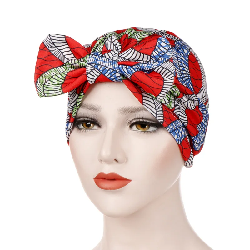 New Soft Cotton Bowknot Head Wraps Floral Caps Indian Turban Hair Accessories