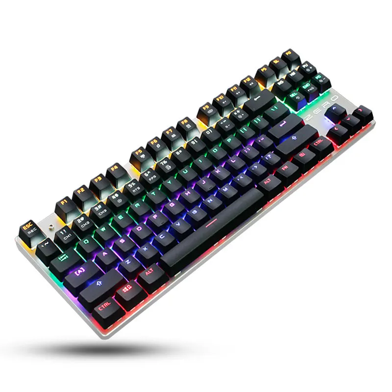 

Backlight Mechanical Keyboard Blue Switch 87/104 Keys USB Metal Panel Anti-ghosting Professional Gaming Keyboard Russian sticker