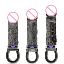 Vibrators Penis thicker silicone reusable condoms male lengthening soft dick ring extension sleeves couples sex toys Products