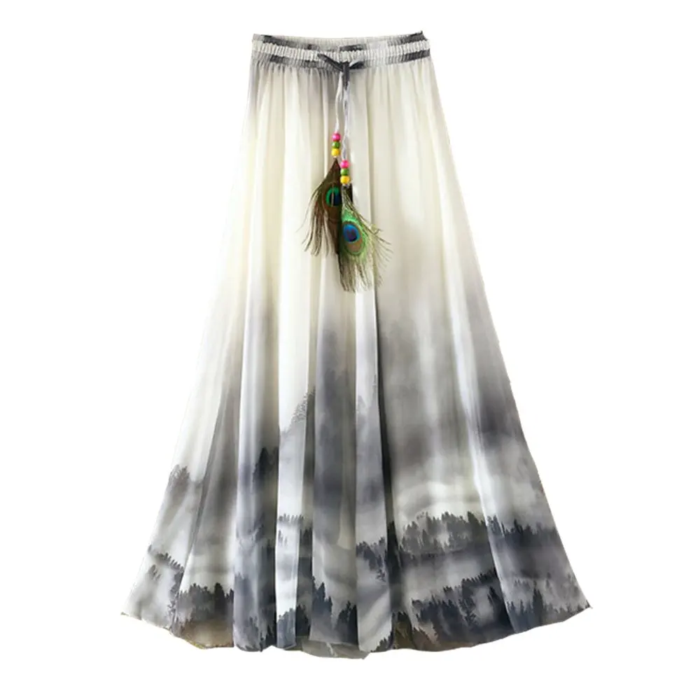 מוצר 2017 chiffon bohemian skirts womens summer 2017 summer bohemian skirt chiffon vintage faldas largas print saia longa מוצר 2017 chiffon bohemian skirts womens summer 2017 summer bohemian skirt chiffon vintage faldas largas print saia longa