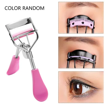 

Random Color!!!1PC New Colorful Cosmetic Eyelash Curler With Comb Tweezers Handle Curling Eyelash Clip Cosmetic Eye Beauty Tools