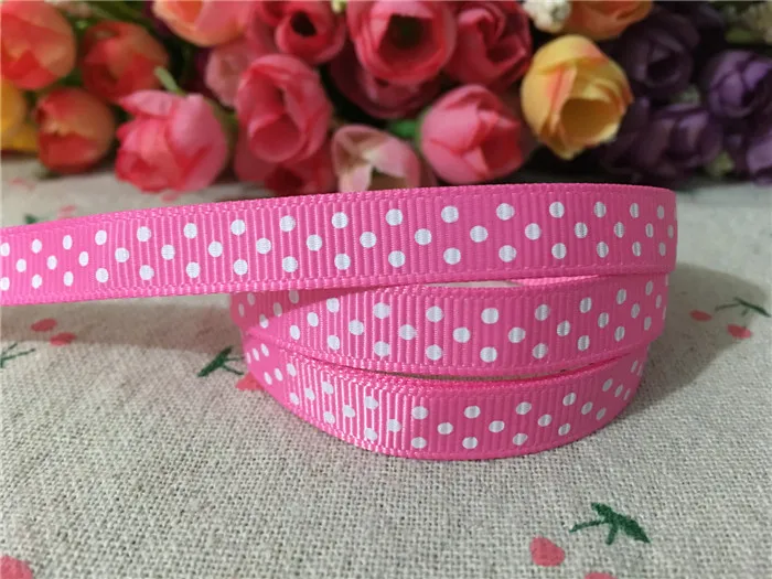 3/8" polka dots printed grosgrain ribbons 10 yards for DIY hairbow