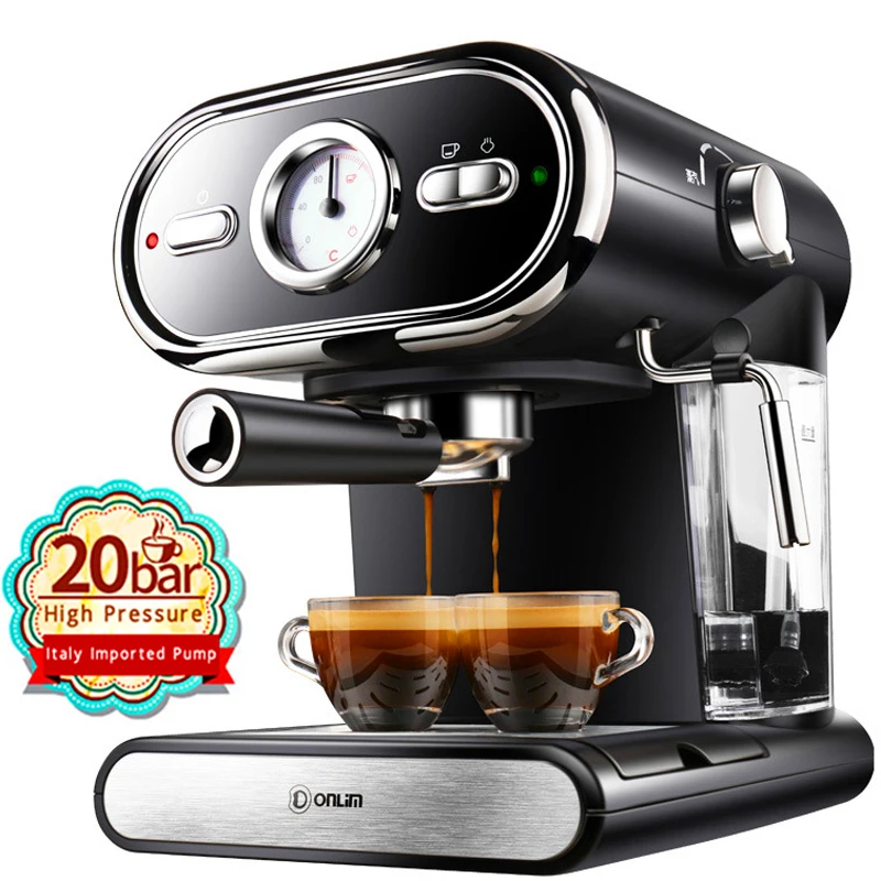 

20BAR Coffee Maker Machine Espresso Cups Semiautomatic Household Visualization Milk Foam Double Temperature Control