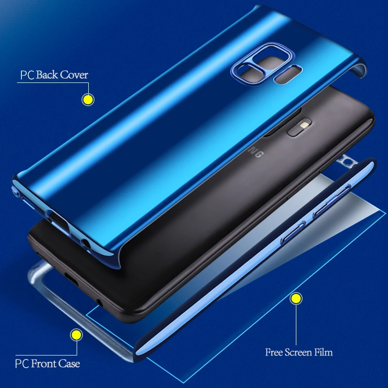 Зеркальный чехол с покрытием на 360 градусов для Samsung S9 S8 Plus Твердый полной защитой