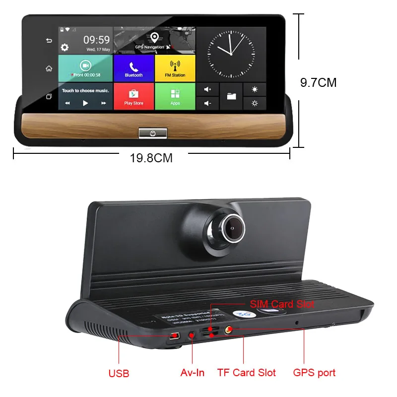 HGDO тире Камера DVR " Android автомобиля gps навигации 1080P 3g Wi-Fi, FM передатчик G-Сенсор 4 ядра 1 ГБ Оперативная память 16 Гб при помощи обратного осмоса