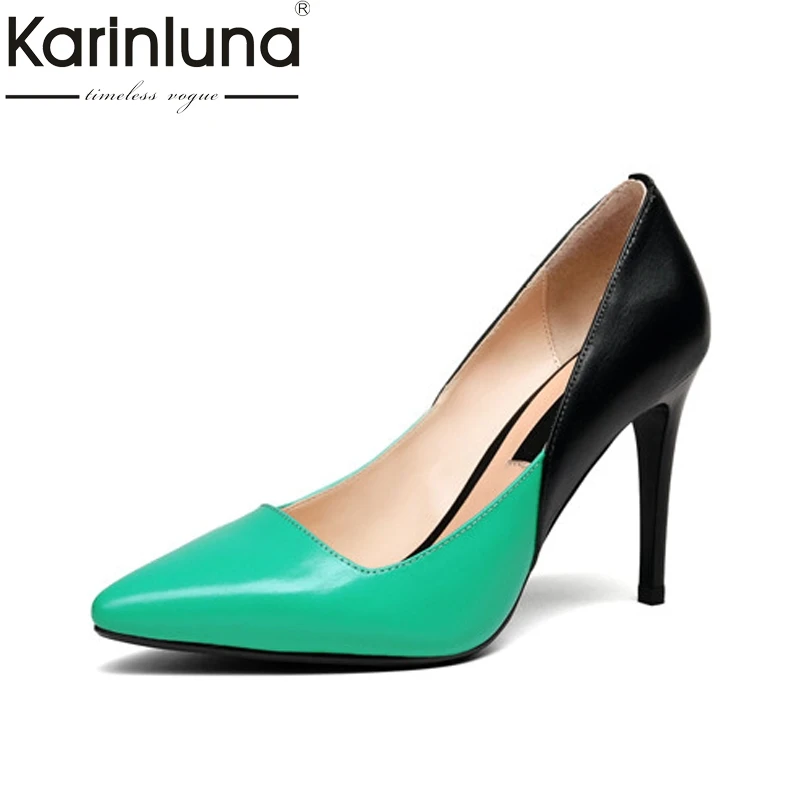 Karinluna Women's 2018 Candy Color Party Wedding Office Shoes Woman High Heels Pointed Toe Pumps 2018 Size 34-39
