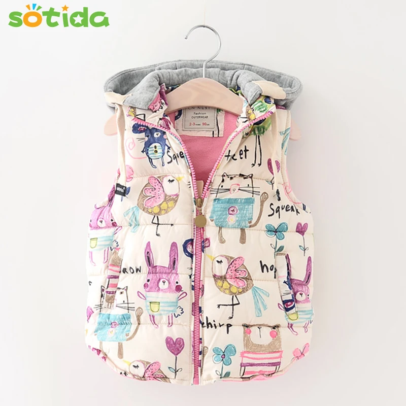 

2019 New Children Clothing Winter Outerwear&Coats Animal Thick Princess Girls Vest Hooded Kids Jackets Baby Girl Warm Waistcoat