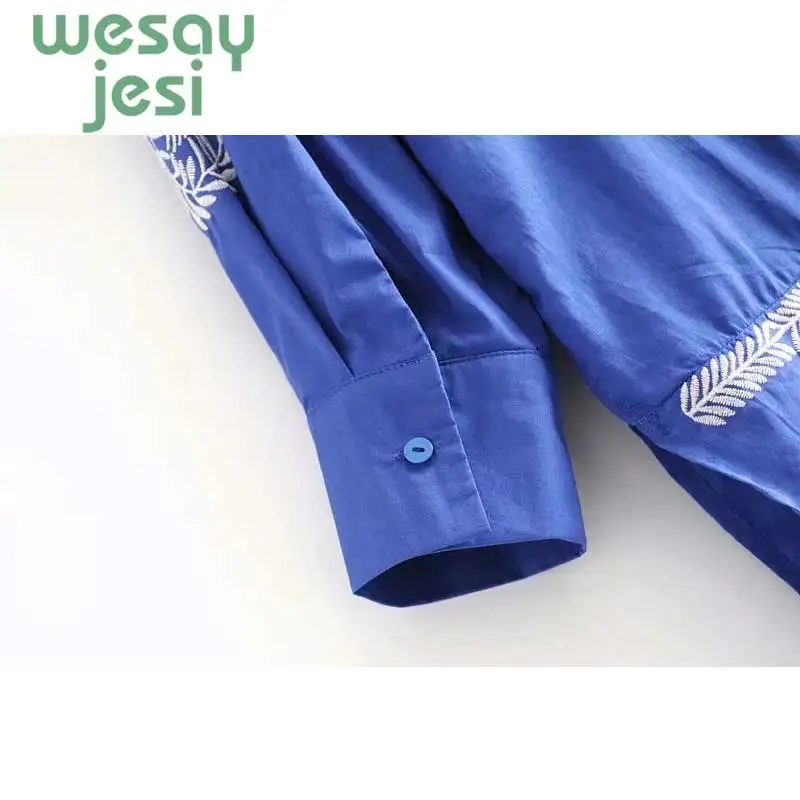 Casual Loose Women Shirts 2019 Autumn New Fashion Collar Plus Size Blouse Long Sleeve Buttons blue Shirt Women Tops Streetwear
