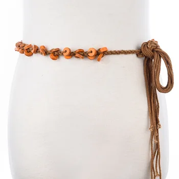 

Bohemian Weave Rope Belt For Women Boho Hand Made Personality Beads Lady Creative Design Waist Belts Cinturon Mujer BZ87