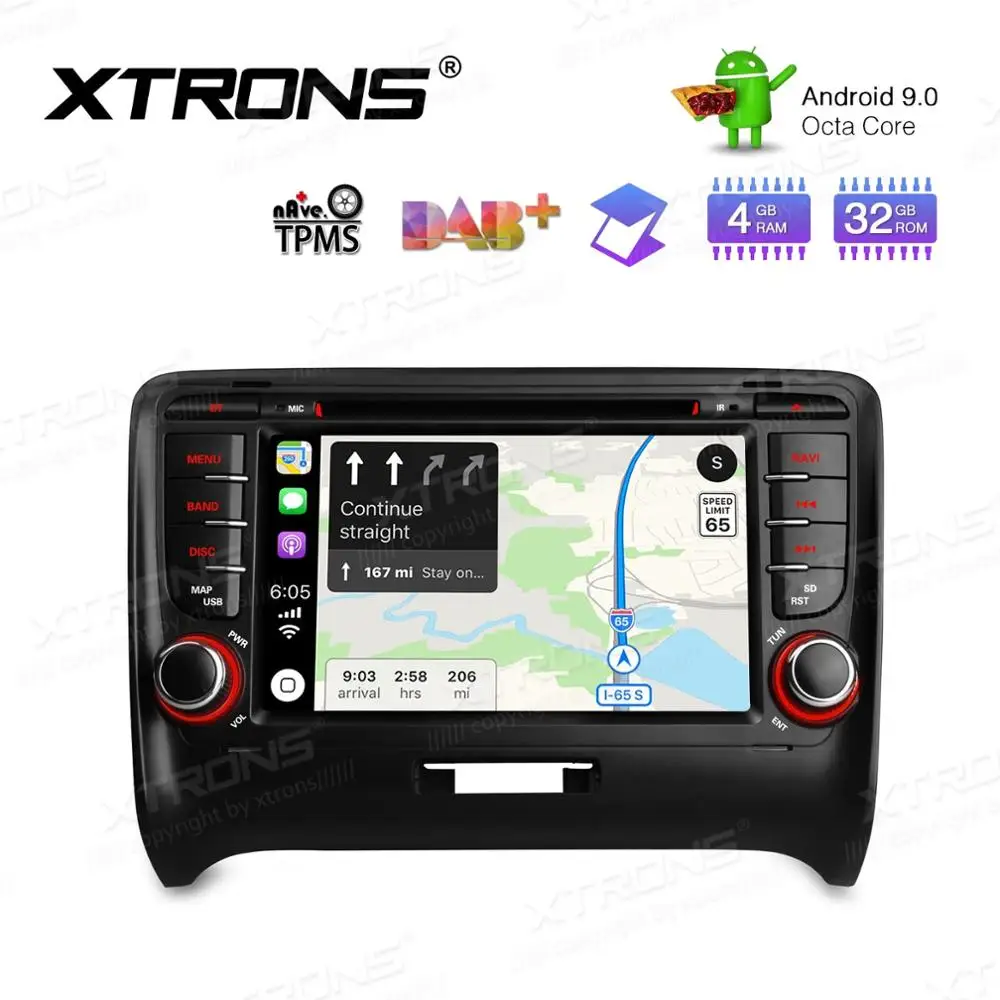 Clearance XTRONS 2 Din 7" Android 9.0 Octa Core GPS Navigation Radio Car DVD Player for Audi TT MK2 8J 2006 2007 2008 2009 2010 2011 2012 4