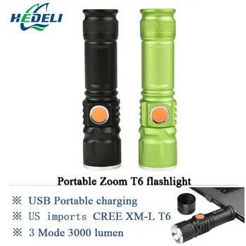 

2017 new powerful led flashlight Mini USB CREE XML T6 torch lantern portable light Rechargeable lantern waterproof flash light
