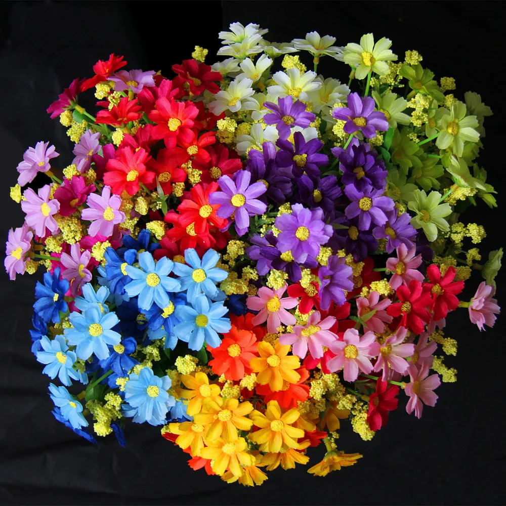 

1 Bouquet Mix Color Cute Silk Daisy Artificial Decorative Flower Wedding Flower Bouquet Home Room Table Decoration