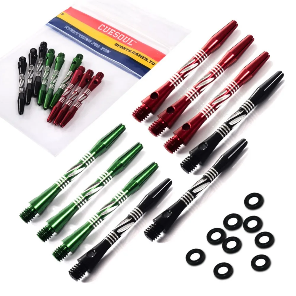 CUESOUL 3 Set 2ba Medium Aluminum Dart Shafts Dart Stem,Black,Red,Blue, Darts Accessories