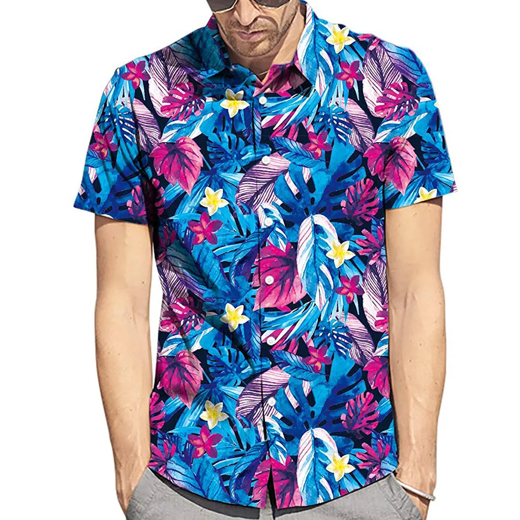

Casual Flower Shirts Maple Leaf Hawaiian Print Short Sleeve Shirts Mens Clothing Trend 2019 Top Brand Summer Fashion Mens Shirt