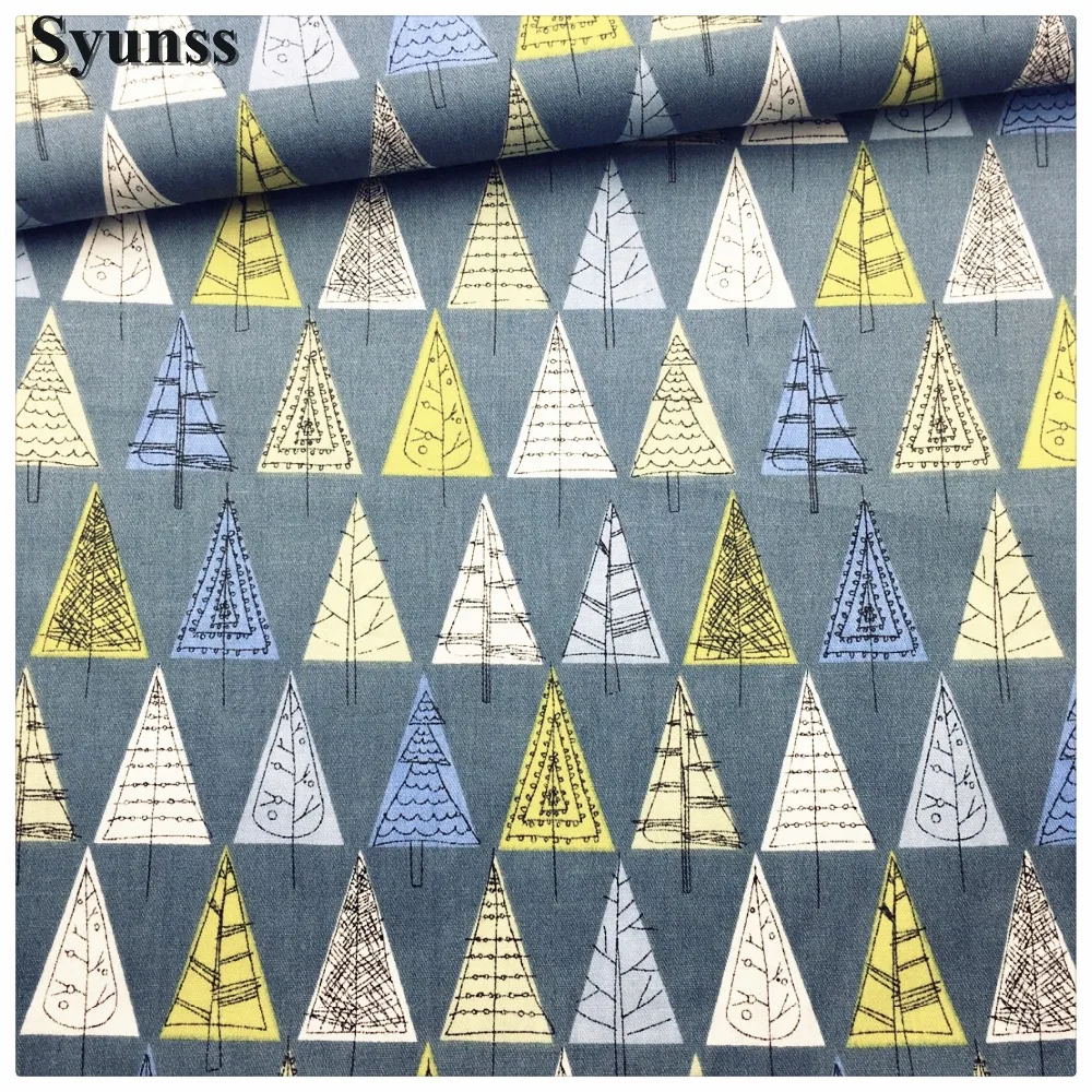 Syunss, твиловая, хлопковая ткань DIY Tissu лоскутное одеяло для шитья детских игрушек постельные принадлежности ткань для квилтинга Серая задняя елка печатная ремесло Tecido
