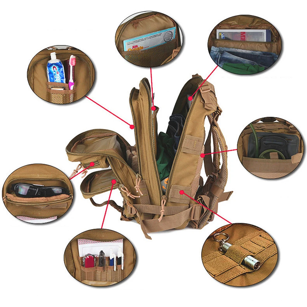 Tactical Backpack Military Backpack Bag Outdoor Camping Backpacks Hiking Travel Trekking Army Backpack Rucksack Sports Bag