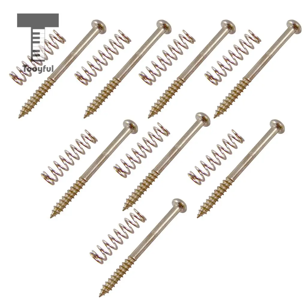 Tooyful 8 Pieces Humbucker Double Coil Pickup Frame Ring Adjusting Height Screws + Springs for Electric Bass Parts Silver