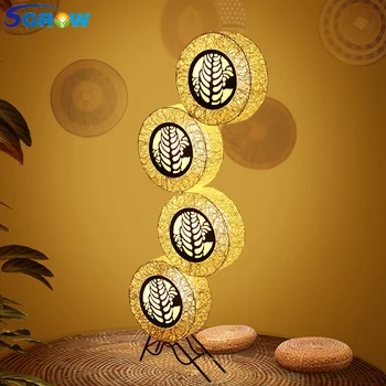 

SGROW Creative Rattan Floor Lamp Indoor Lighting with E27 Bulb Standing Light for Living Room Bedroom Restaurant Lights Literary