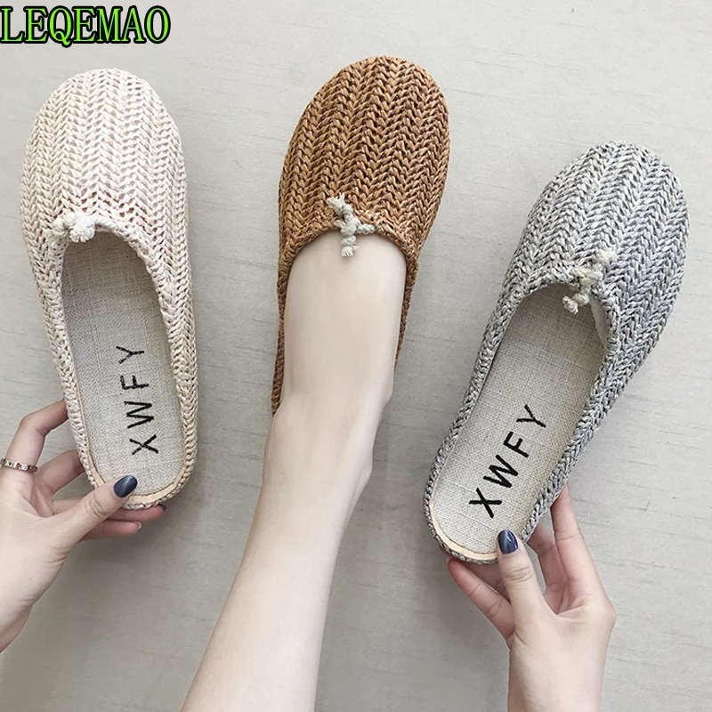 

summer fashion woman home shoes women's straw slippers new shoes handmade Chinese style comfortable sandals