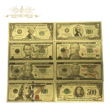 14pcs/Lot One Set Of USA Gold Banknotes 1-1 Billion Dollars Banknotes In 24k Gold Plated World Money Currency For Collection