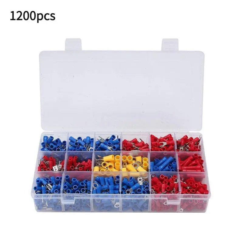 

1200 Pcs/Set 18 Types Red/Blue/Yellow Crimp Terminals Assortment Lugs Cable Wire Connector For Automobile Application
