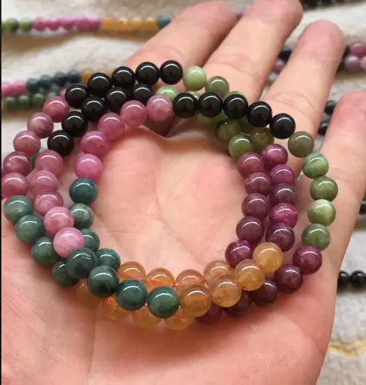 

Natural 6-7mm Three circles mix Tourmaline Bracelet