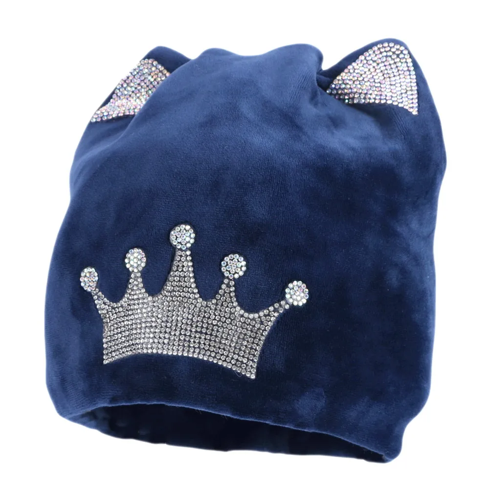 

wholesale women winter beanie new winter hats fashion girl crystal crown style beanies outdoor thermal thick beanies skullies