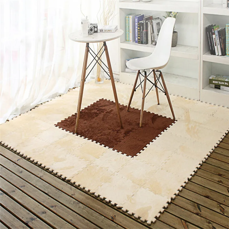 

Wholesale 30*30CM Living Room Bedroom Children Soft Patchwork Carpet Splice Baby Mat Flannel Environmental Home Mat #40910