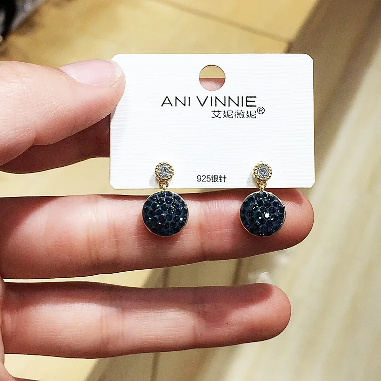 blue mini zircon full cz earrings 925 silver pin Hypoallergenic fadeless fashion jewelry stud earrings women gift