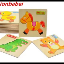 Actionbabei Новинка деревянные пазлы мультфильм животное 3D игрушка-пазл для раннего развития детские строительные игрушки