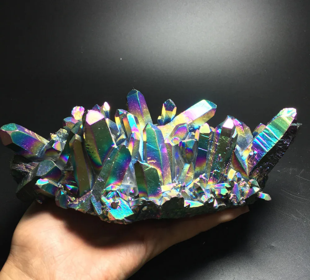 

985g PURPLE BLUE Aura Quartz Crystal Titanium Bismuth Silicon Cluster Rainbow ramadan gifts