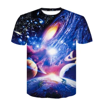 

New men's space T-shirt galaxy 3d T-shirt, cool fashion men's 2019 new casual short-sleeved summer 4xl