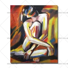 Большие сексуальные женские картины, нарисованный вручную абстрактная Обнаженная картина маслом на холсте Современная домашняя куадро настенная художественная картина