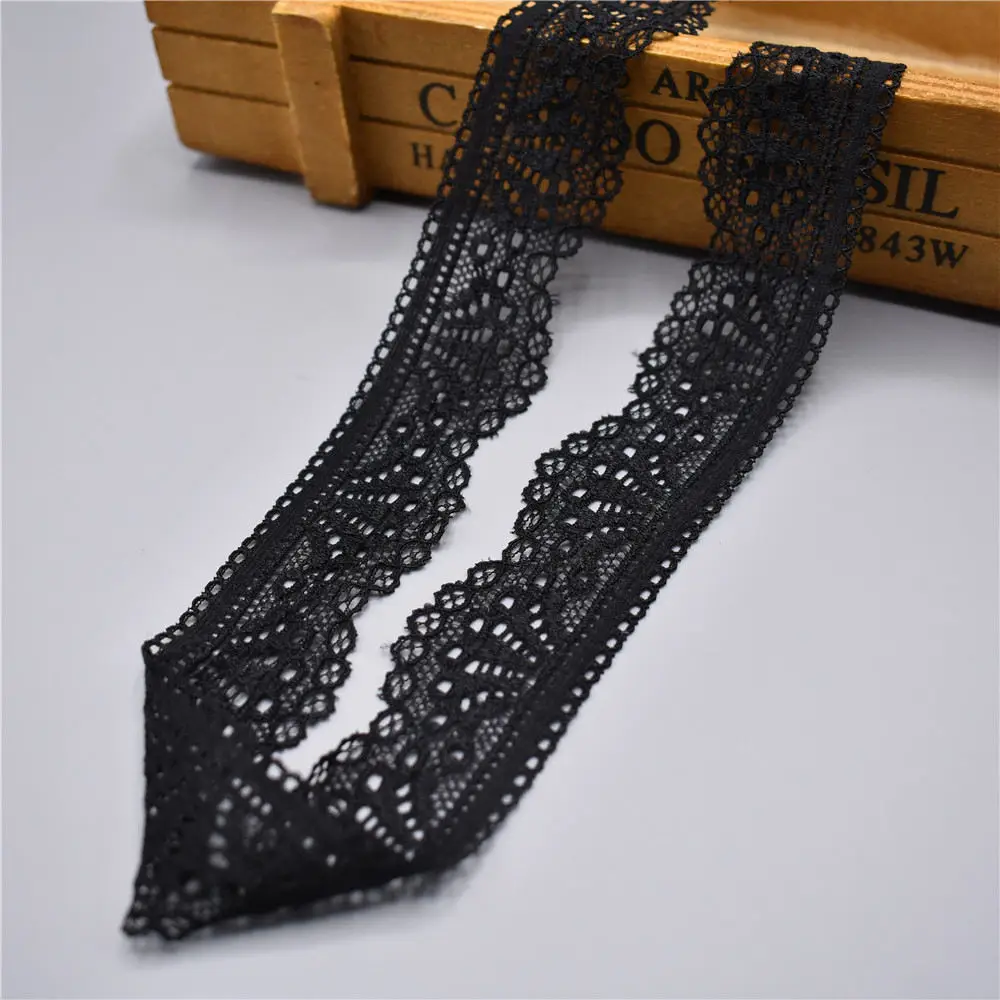 ZNZAKKA Stretch Lace Trim, 15 Yards Black Elastic Lace Ribbon Floral Edge Trim For DIY Crafts, Wedding Decoration, Gift Wrapping