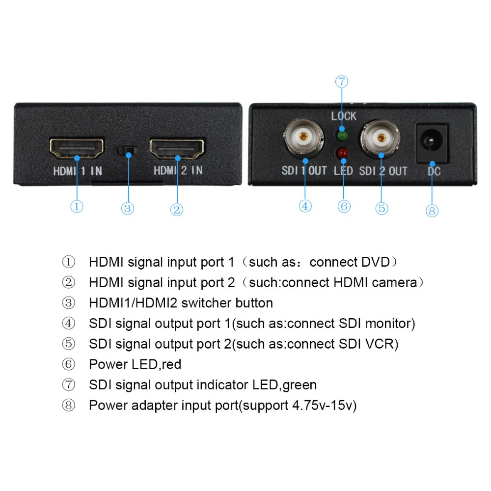 Wiistar hd-sdi HDMI-SDI конвертер Full HD 1080 P работает с HDMI 1.3c и HDCP два SDI Ourptut